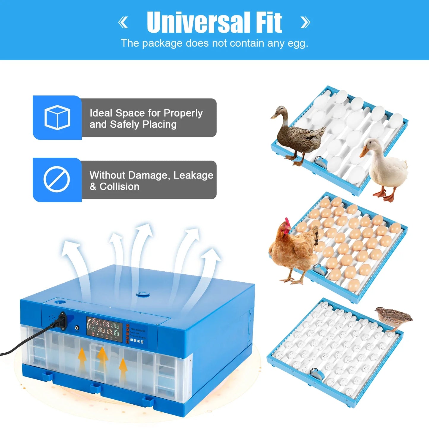 2-in-1 48 Egg Incubator with Temperature Display