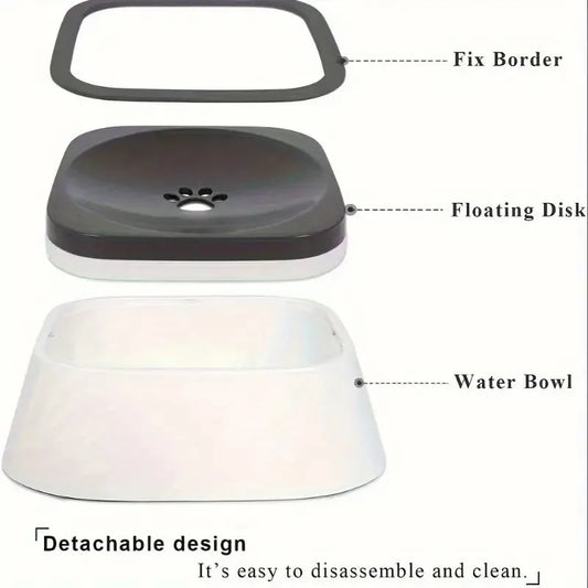 Non-Slip Spill-Proof Pet Water Bowl with Floating Filter