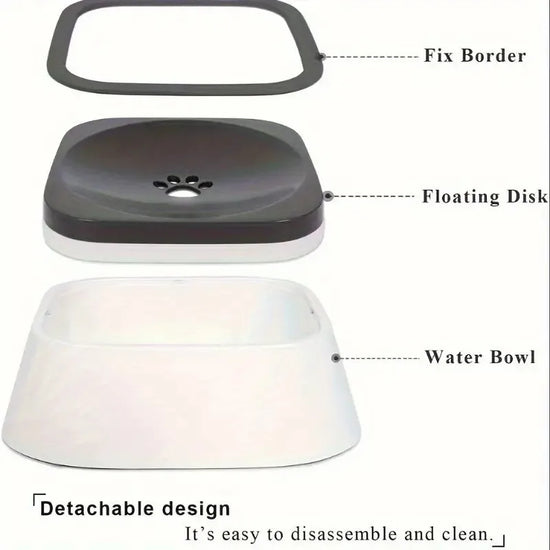 Non-Slip Spill-Proof Pet Water Bowl with Floating Filter