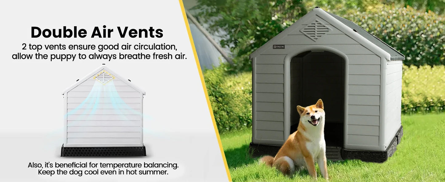 Durable Waterproof Plastic Dog House for Small to Large Sized Dogs