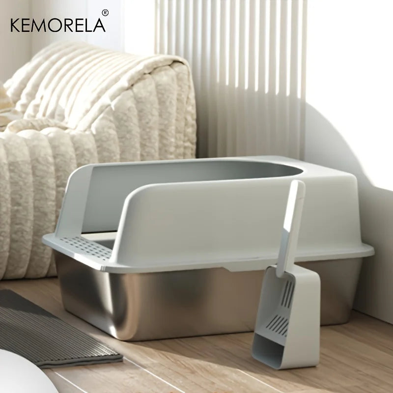 Stainless Steel Litter Box With Litter Mat And Litter
