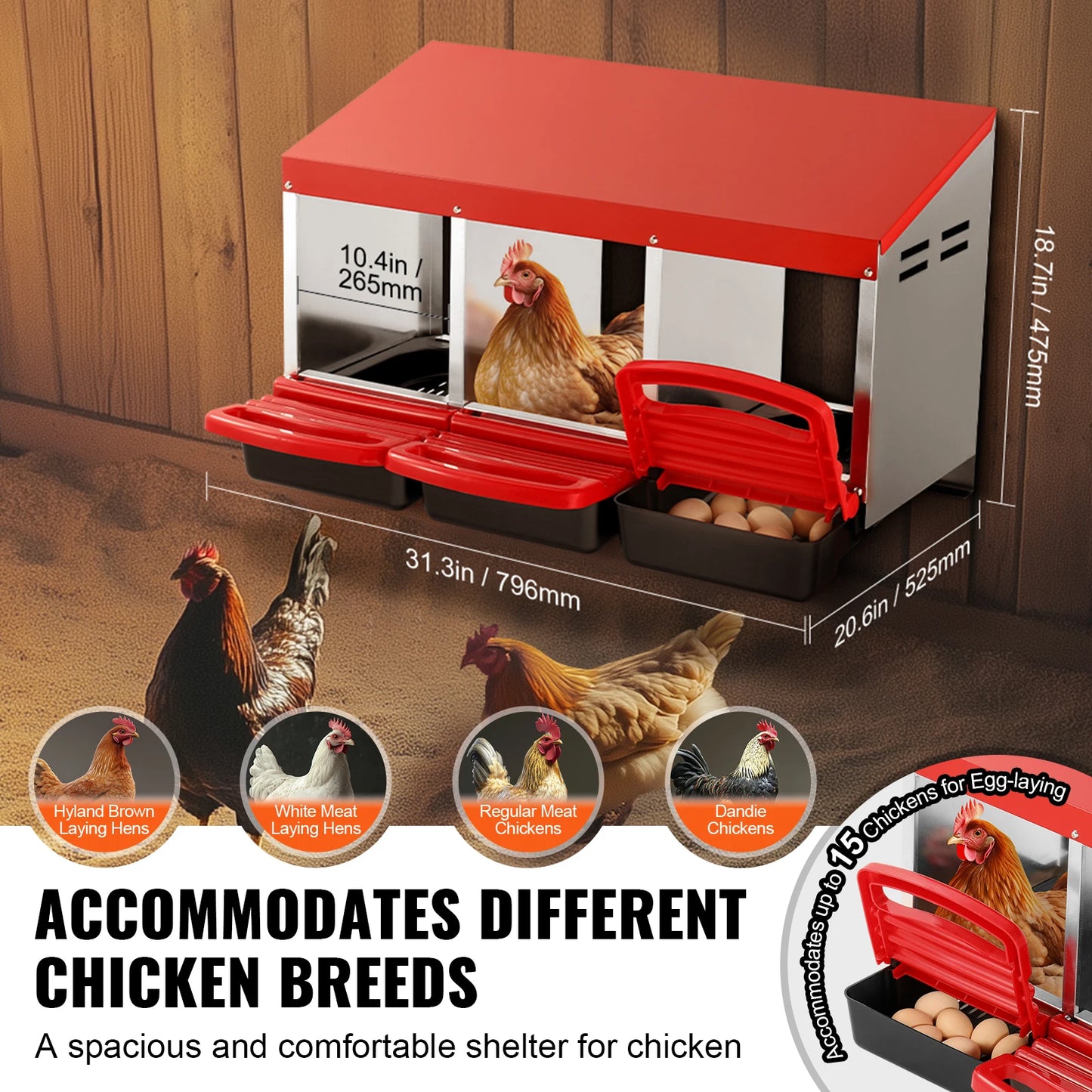 SucceBuy Chicken Nest Box Stable