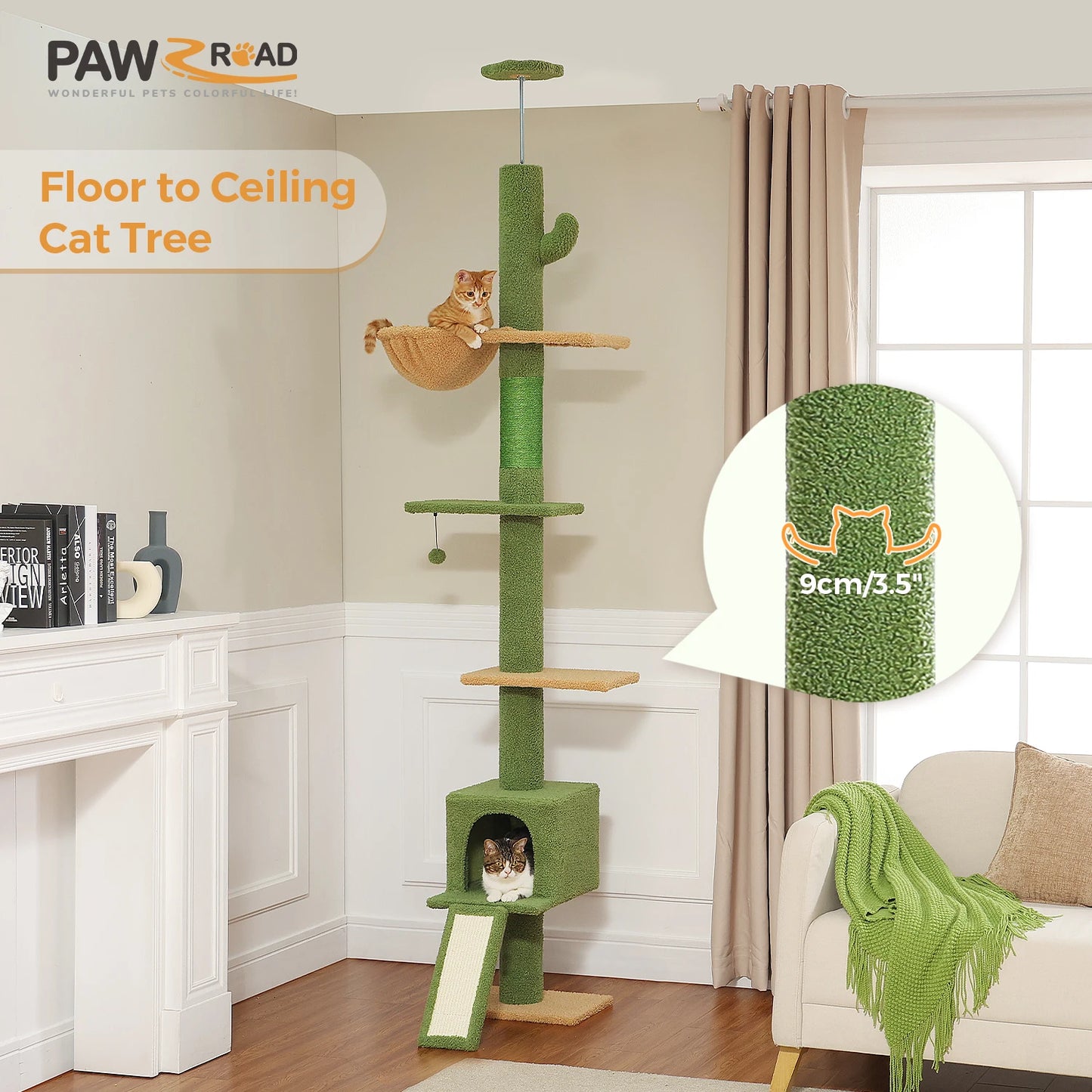 Adjustable 210-274CM Floor to Ceiling Cat Tree Tower