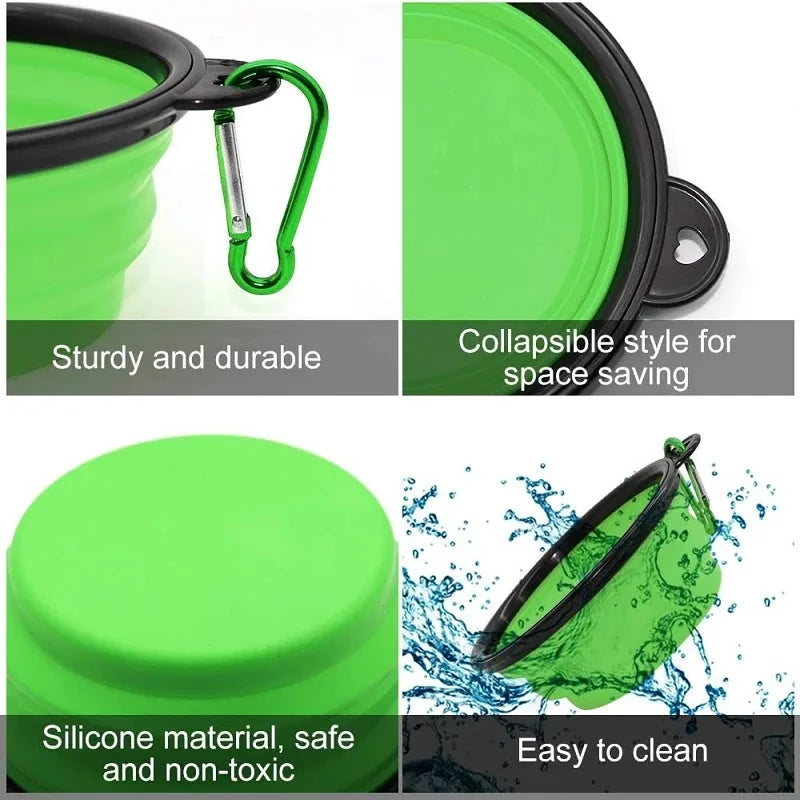 Folding Portable Silicone Dog Feeder Bowl