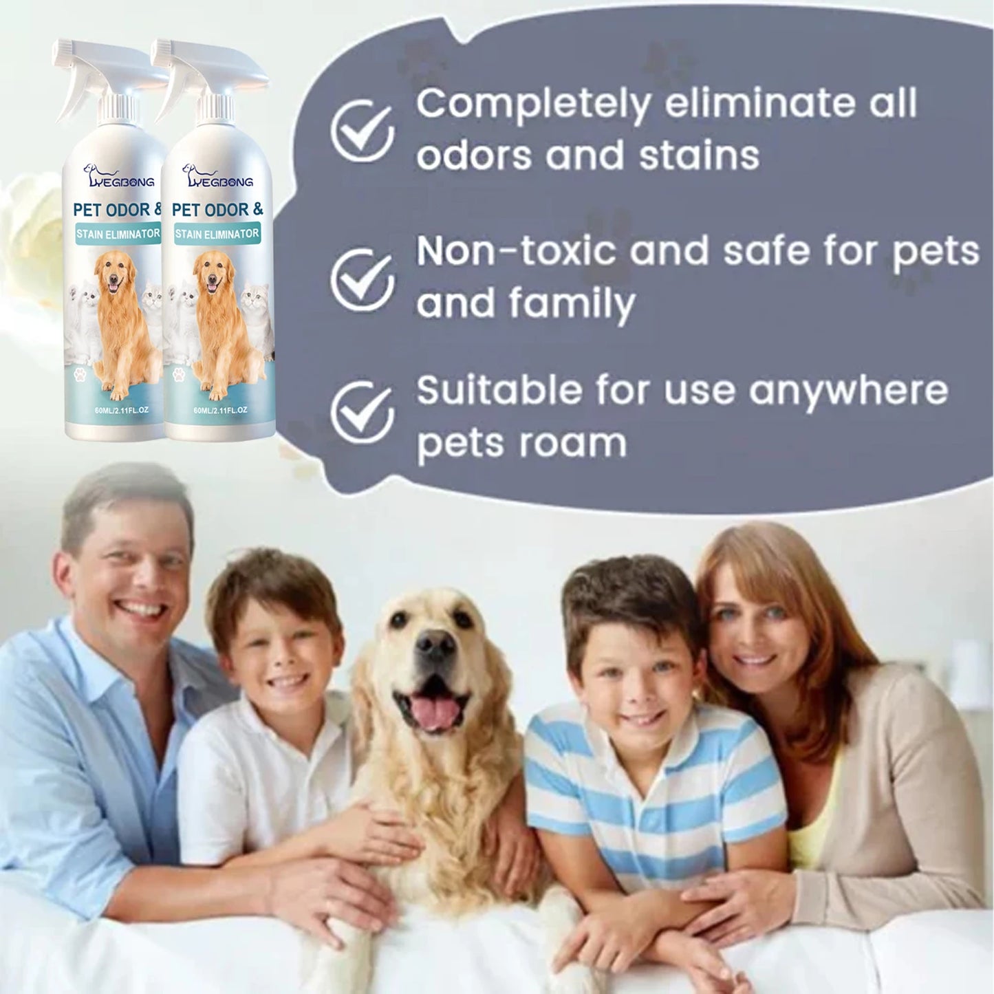 1-4PCS Pet Deodorizing Spray for Dogs and Cats