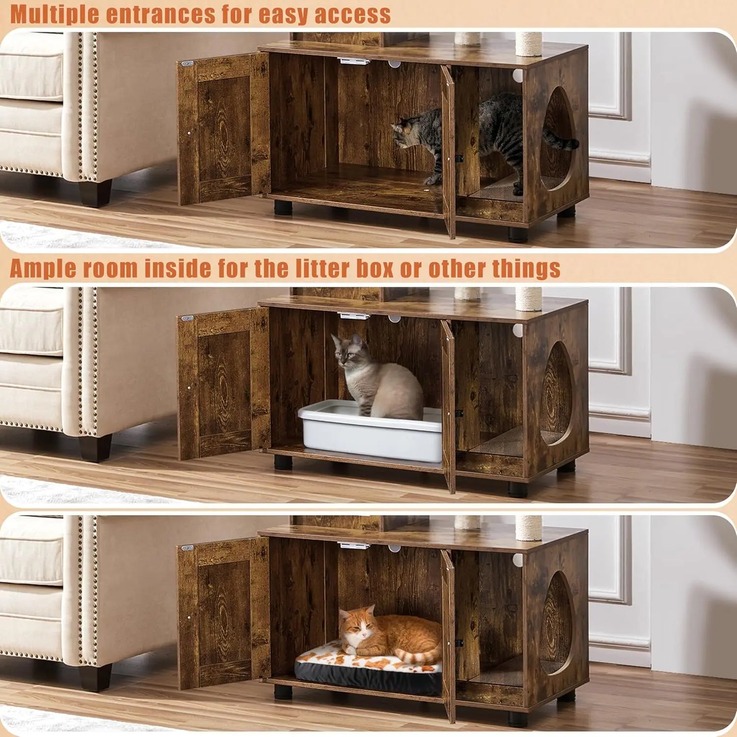 Litter Box Enclosure with Cat Tree