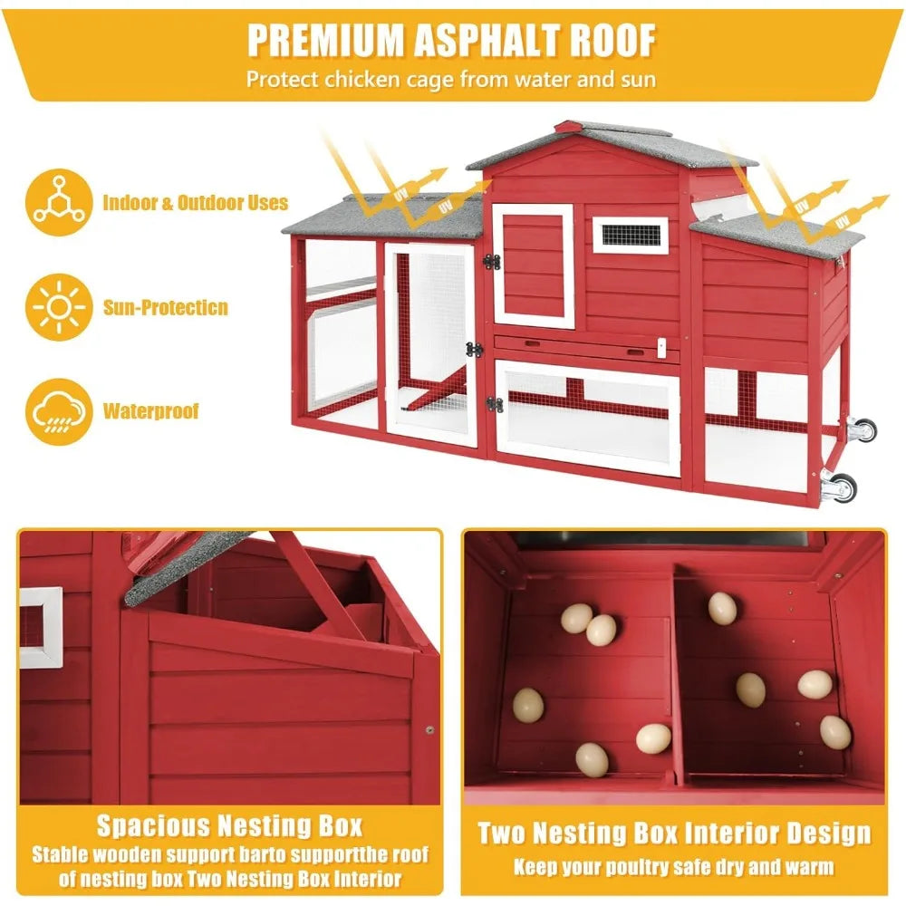 136" Chicken Coop with Wheels