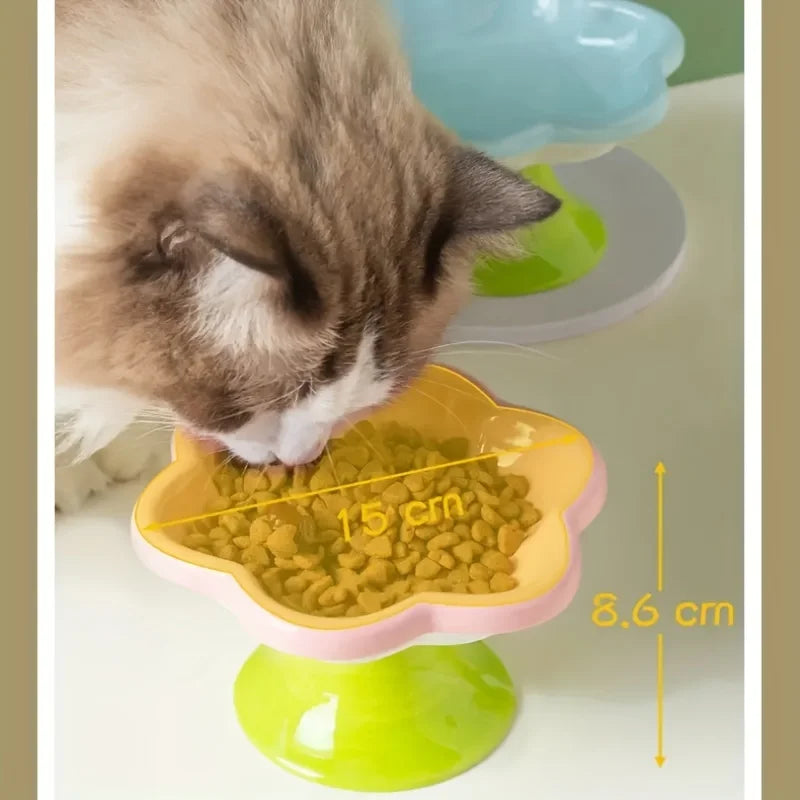 Pet Bowl Ceramic Flower Design Cat Food Bowl