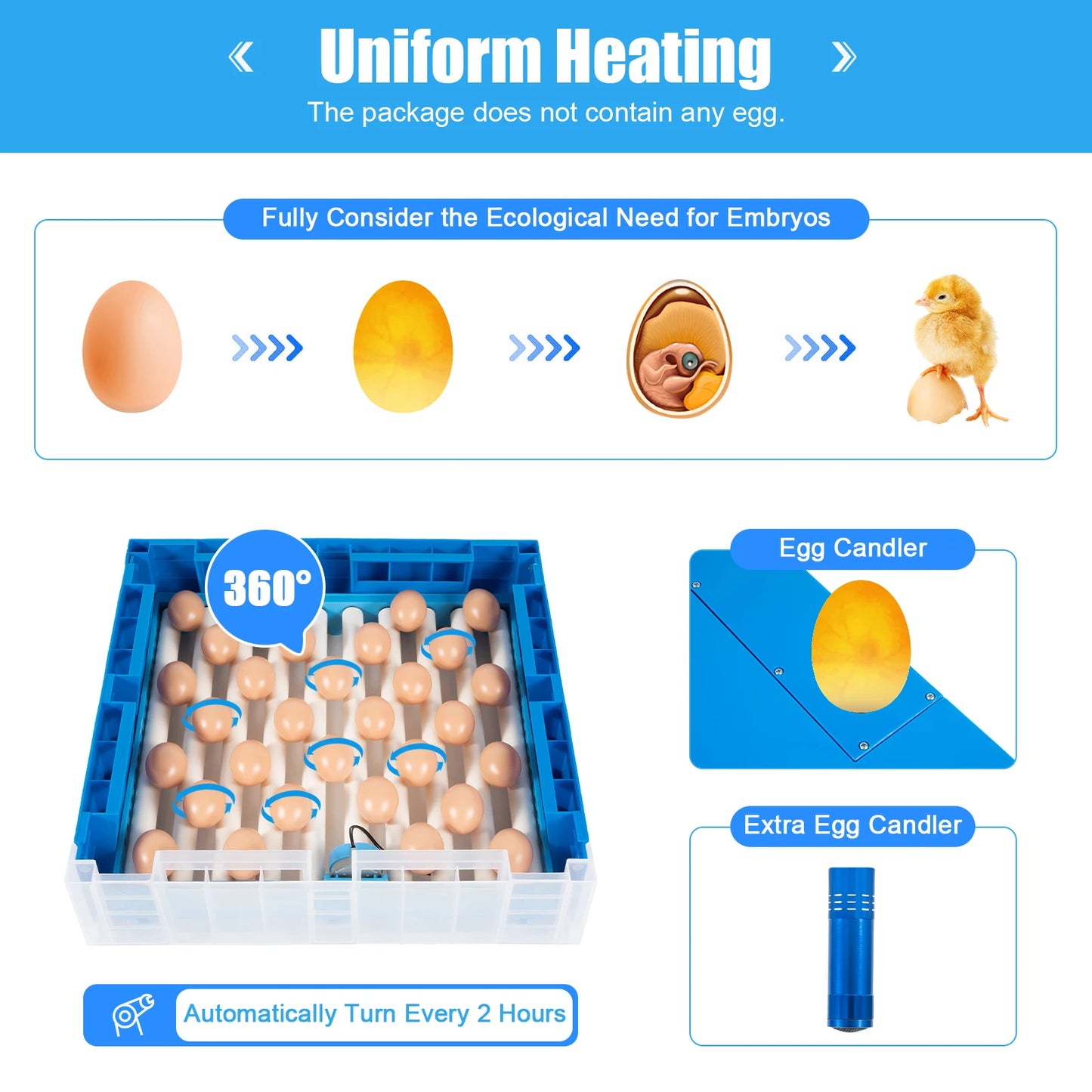 2-in-1 48 Egg Incubator with Temperature Display