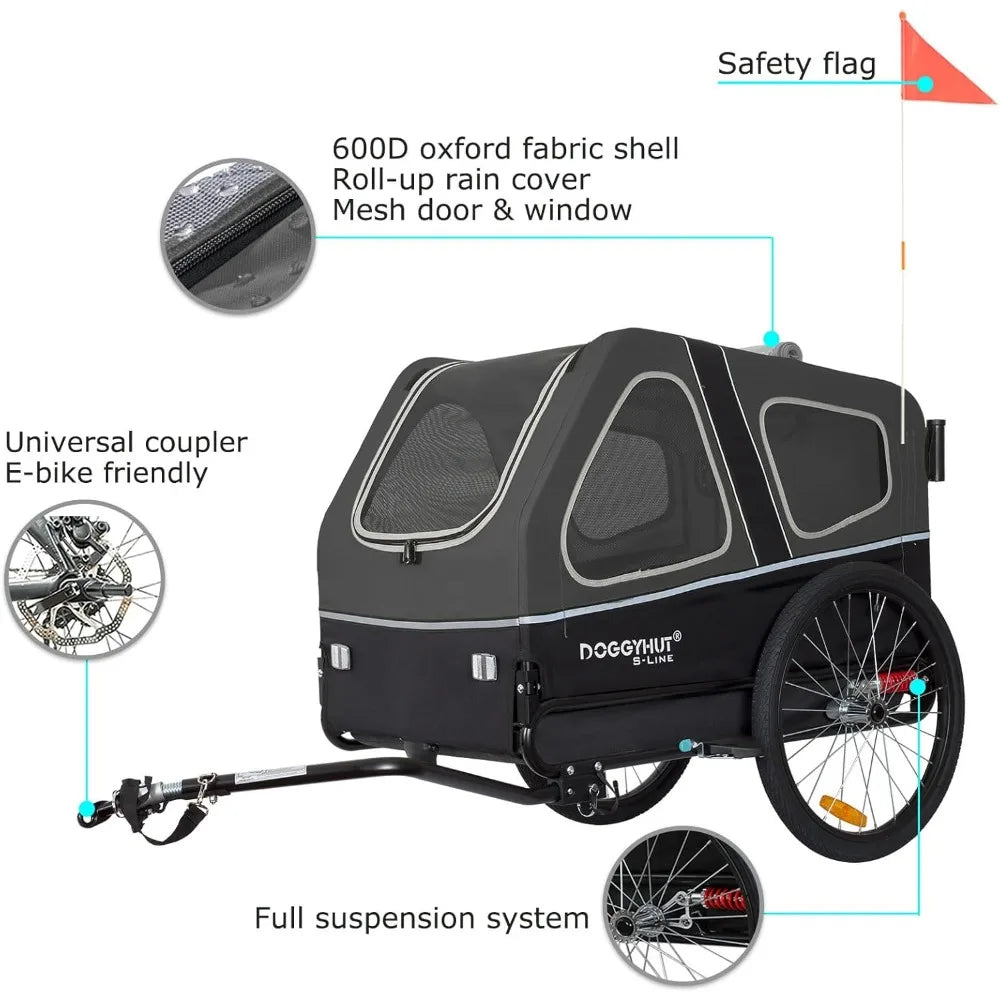 DOGGYHUT® S-Line XL Pet Bike Trailer & Stroller for Dogs