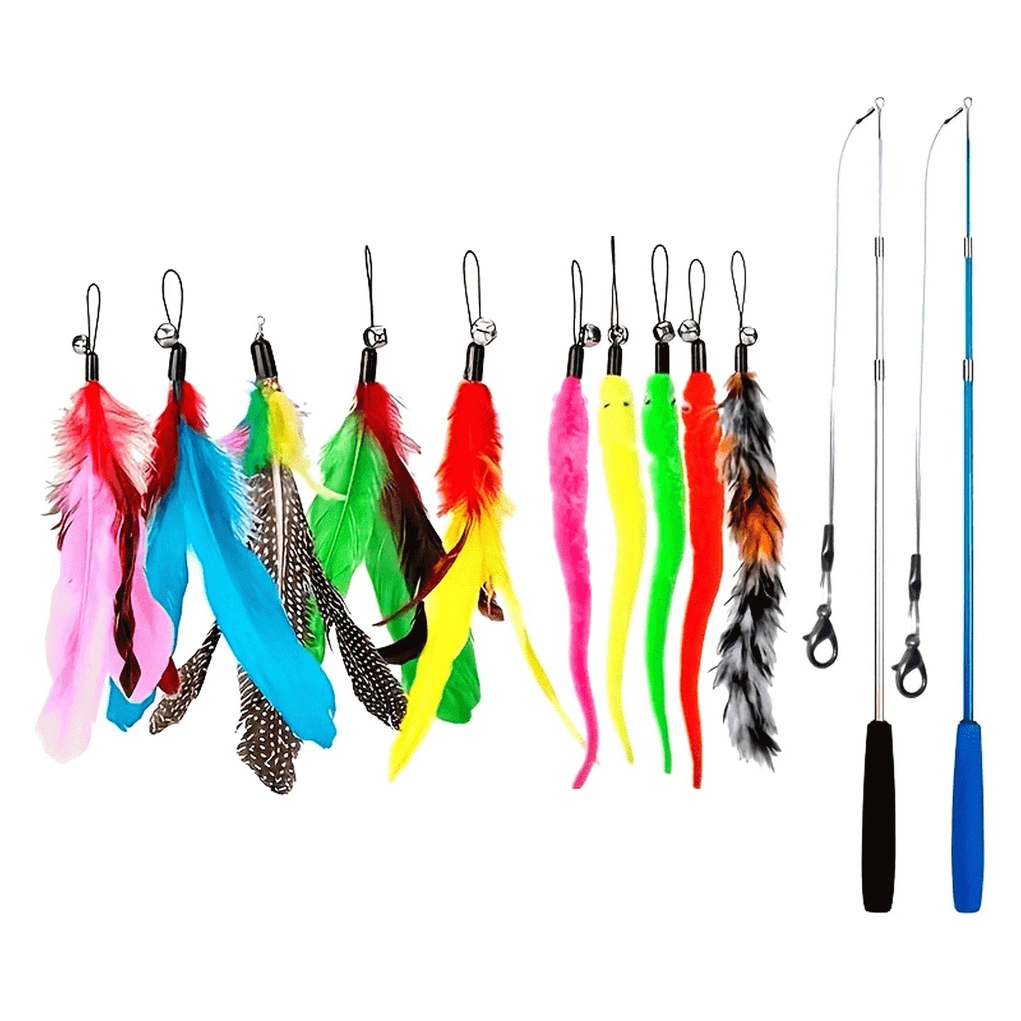 Retractable Cat Teaser Stick Set