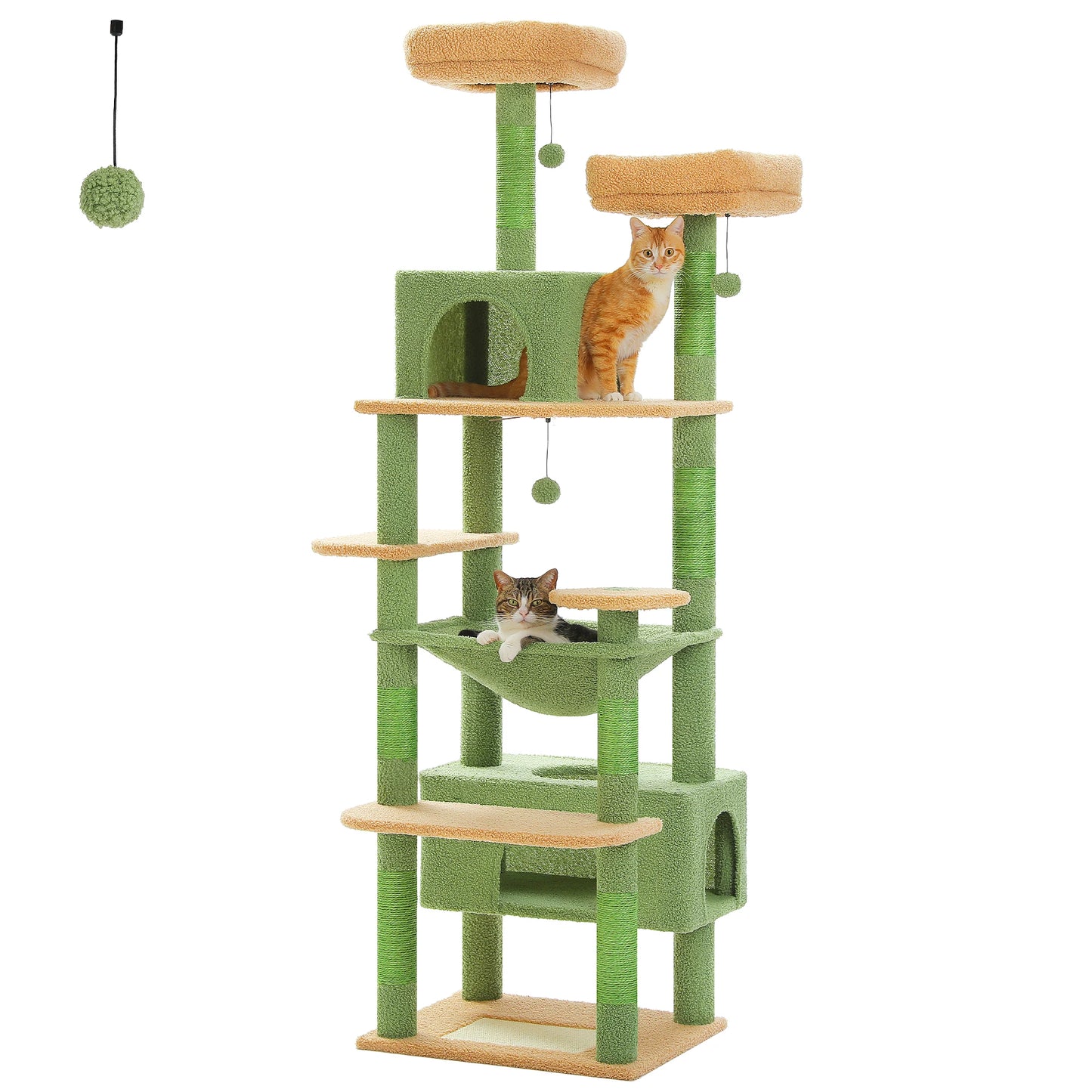 Large Cat Tree Tower for Indoor Cats, Green