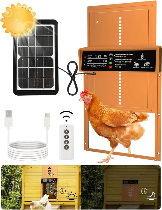 Automatic Chicken Coop Door Solar Powered with Timer & Light Sensor