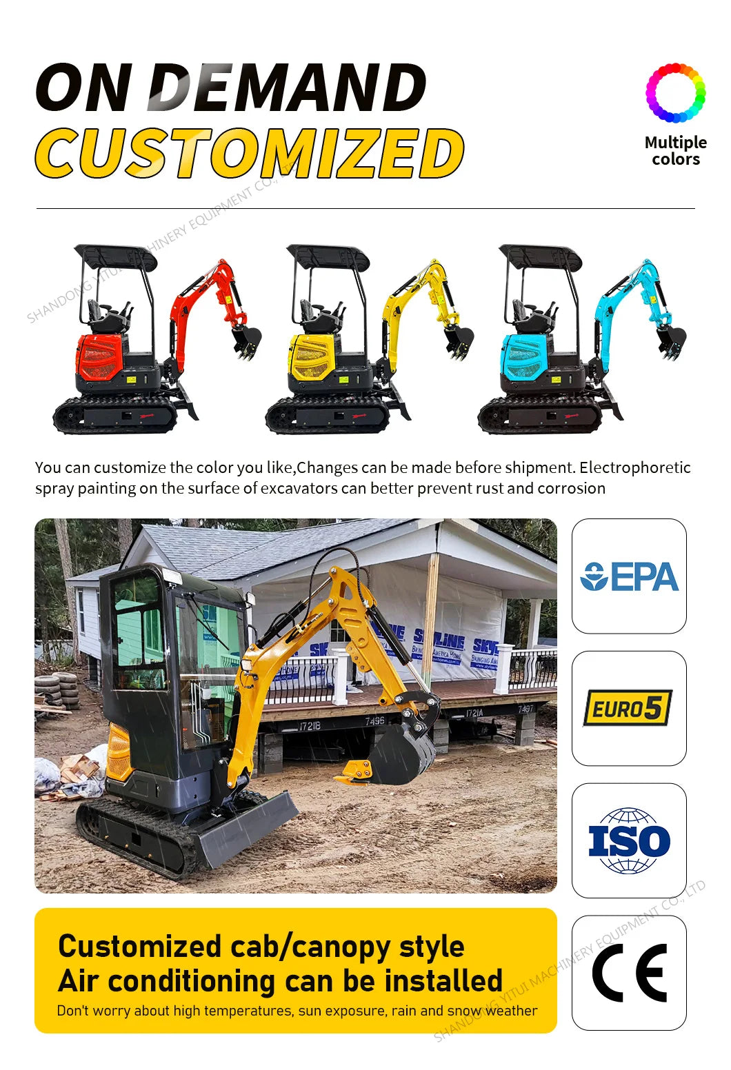 CE Epa Euro 5 Customized Mini Digger
