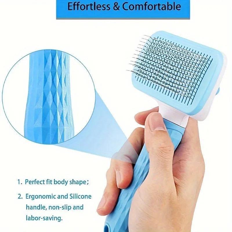One-Button Pet De-shedding Brush