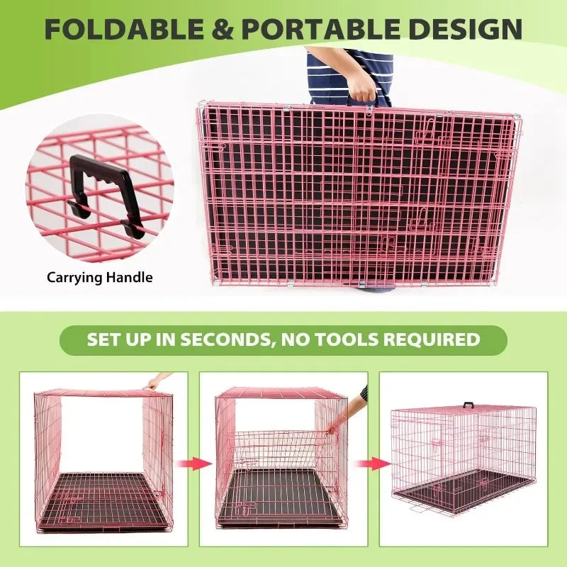 BestPet 48 inch Foldable Metal Dog Crate