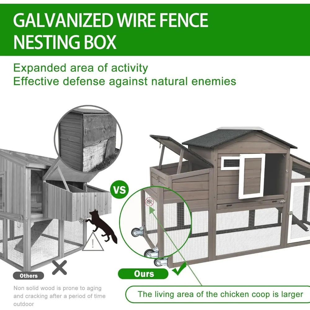 Chicken Coop with Run Mobile Large Nesting Box