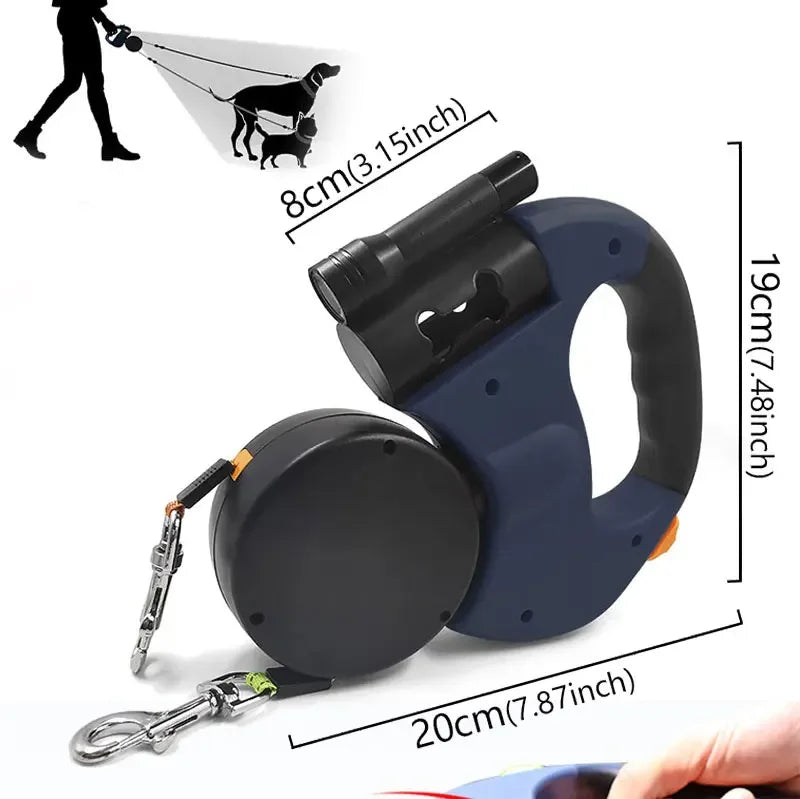 3 in1 Double Head Automatic Retractable Dog leash