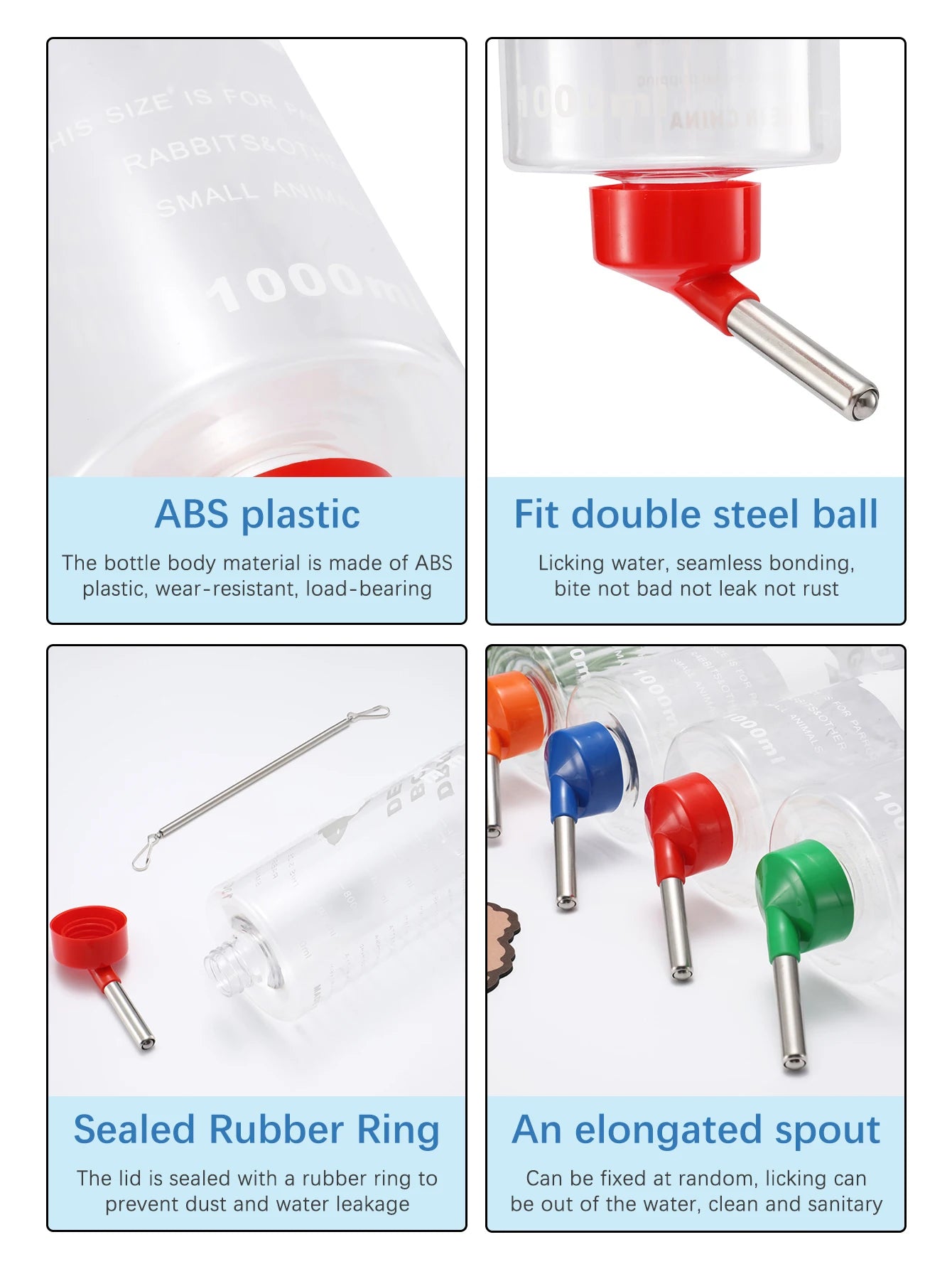 1 PC 1000ml Random Color Small Animals Drinker