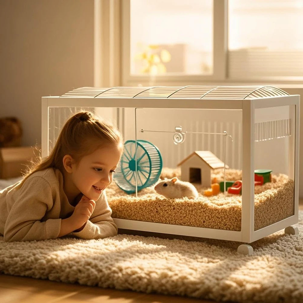 Large Plastic Metal Mouse Cage with Wheels