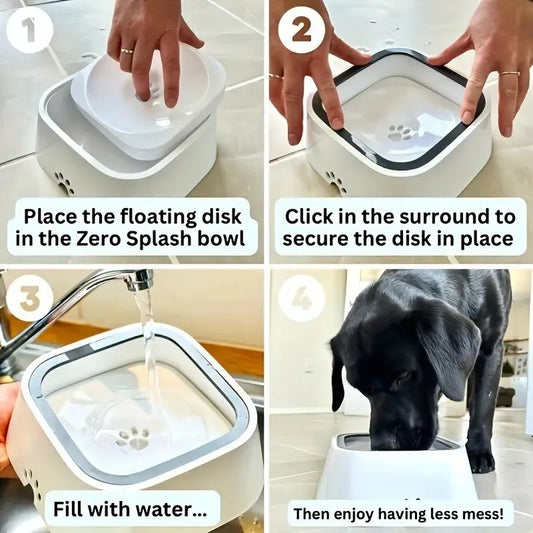 Spill-Proof Pet Water Bowl with Floating Filter
