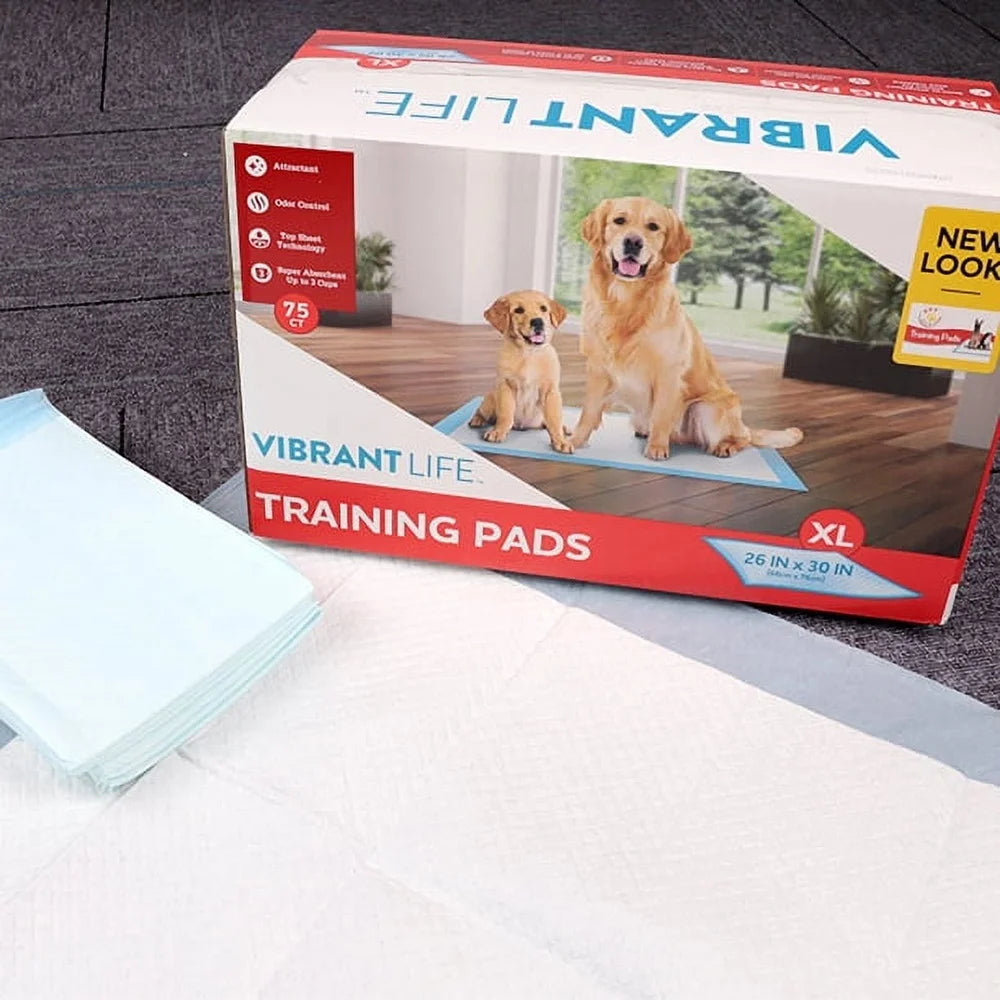 Extra Large Dog Training Pads 75 Count Super Absorbent Odor Control Quick Drying Leakproof Built-in Attractant Puppy Potty