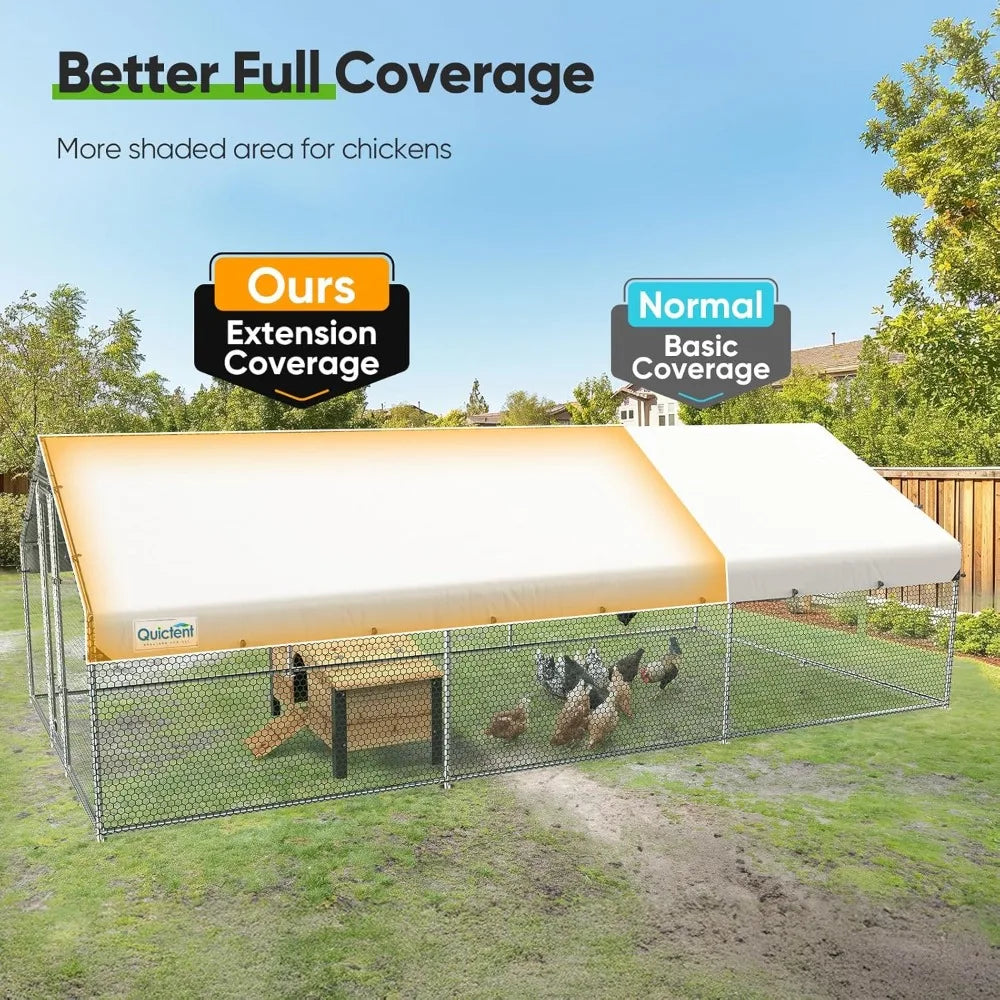 Large Metal Chicken Coop Run W/Nesting Box