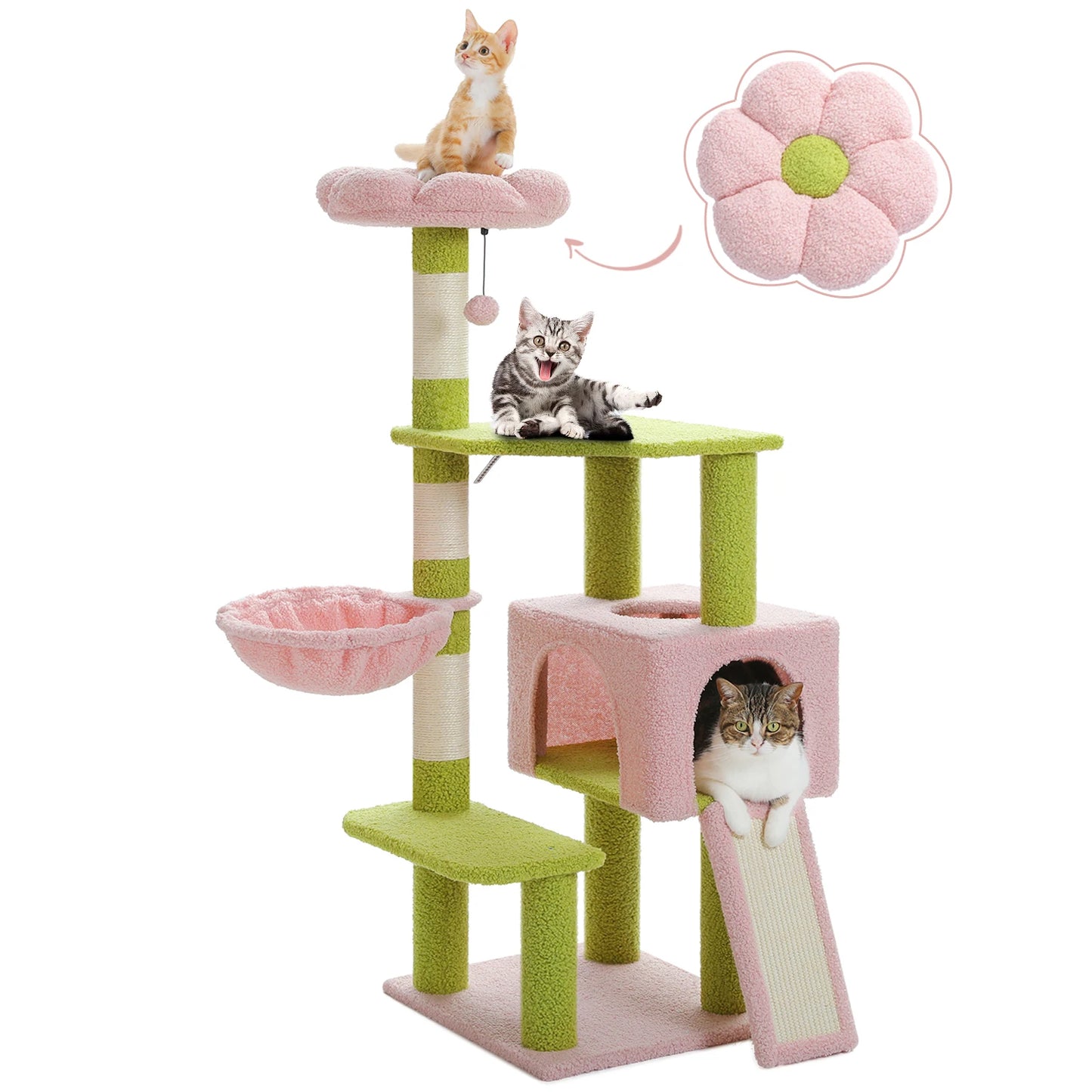 Multi-Level Flower Cat Tree Tower