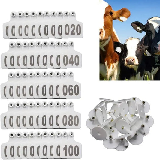 100Pcs 001-100 Numbers Cow Ear Tag