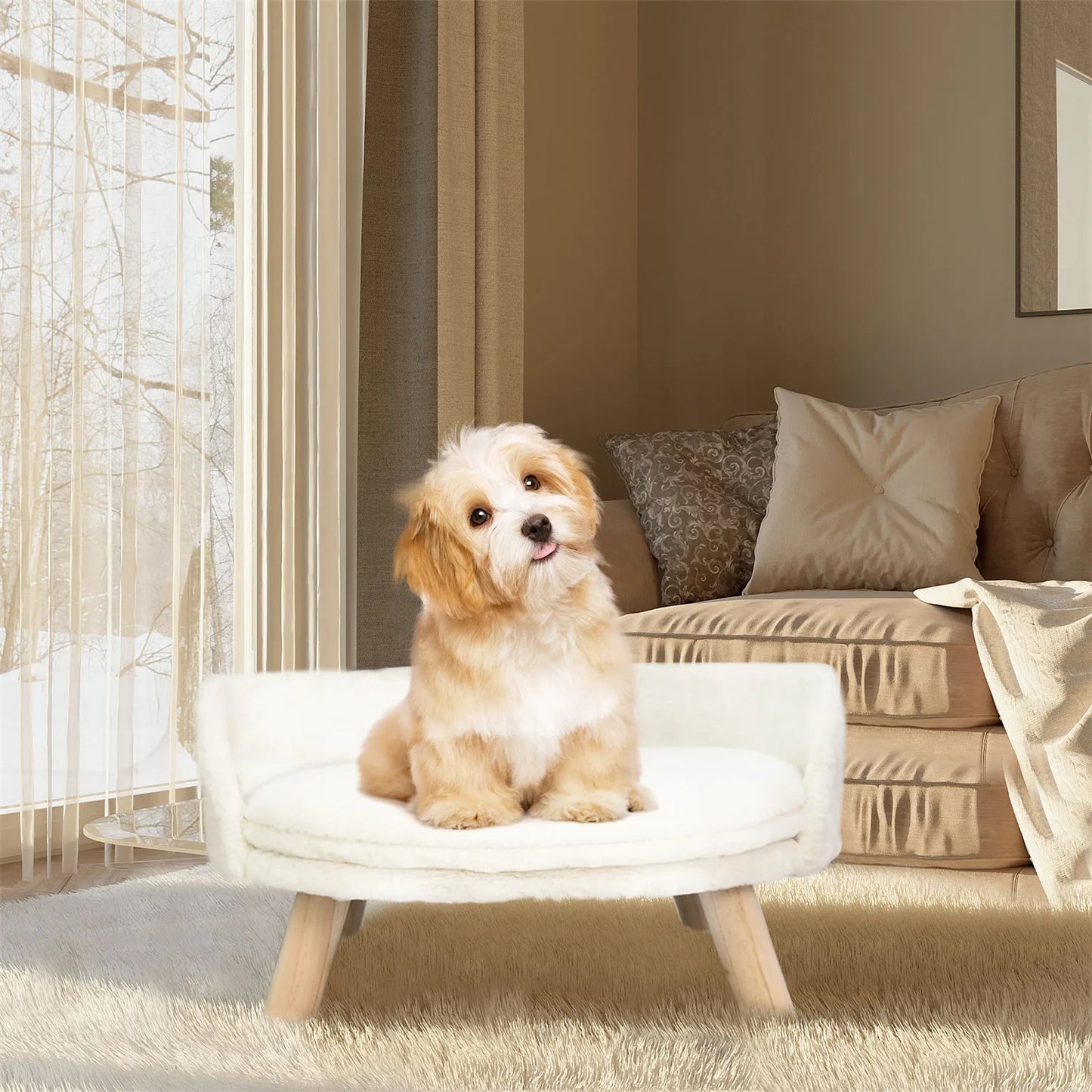 Pet Sofa Bed Raised Cat Chair Small Dog Couch Bed