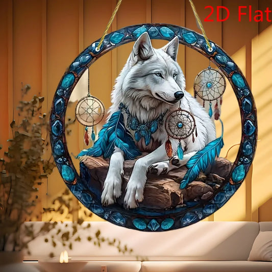1PC 2D  Wolf Dreamcatcher Wall Art