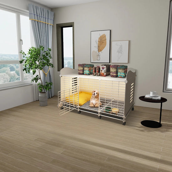 Dog Kennel with Wheels & Tray