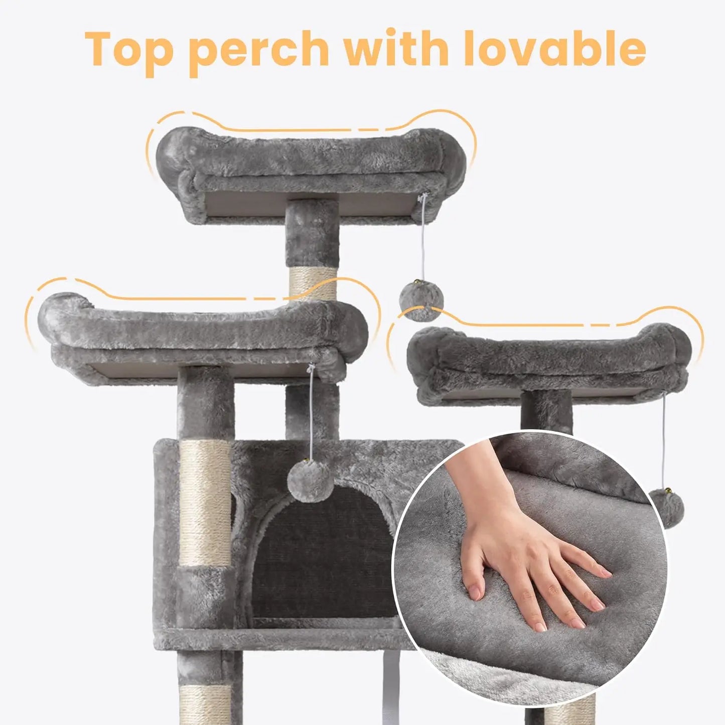 68 Inches Multi-Level Large Cat Tree for Large Kitties/Big Cat