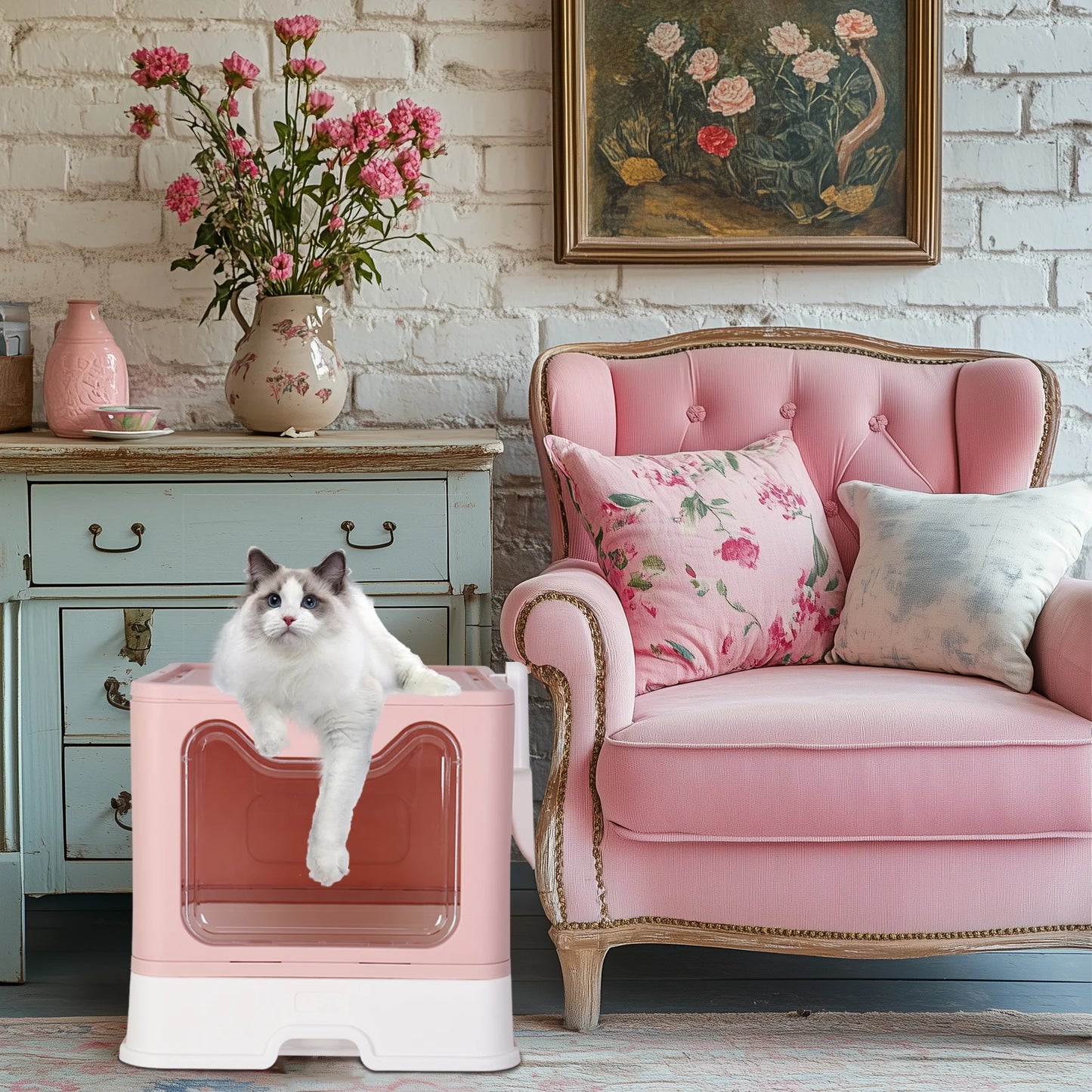 Modern Flexible Tidy Cat Litter Box Enclosure