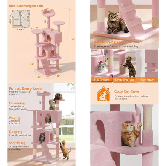 Large Indoor Cat Tree Tower for Adult Cats
