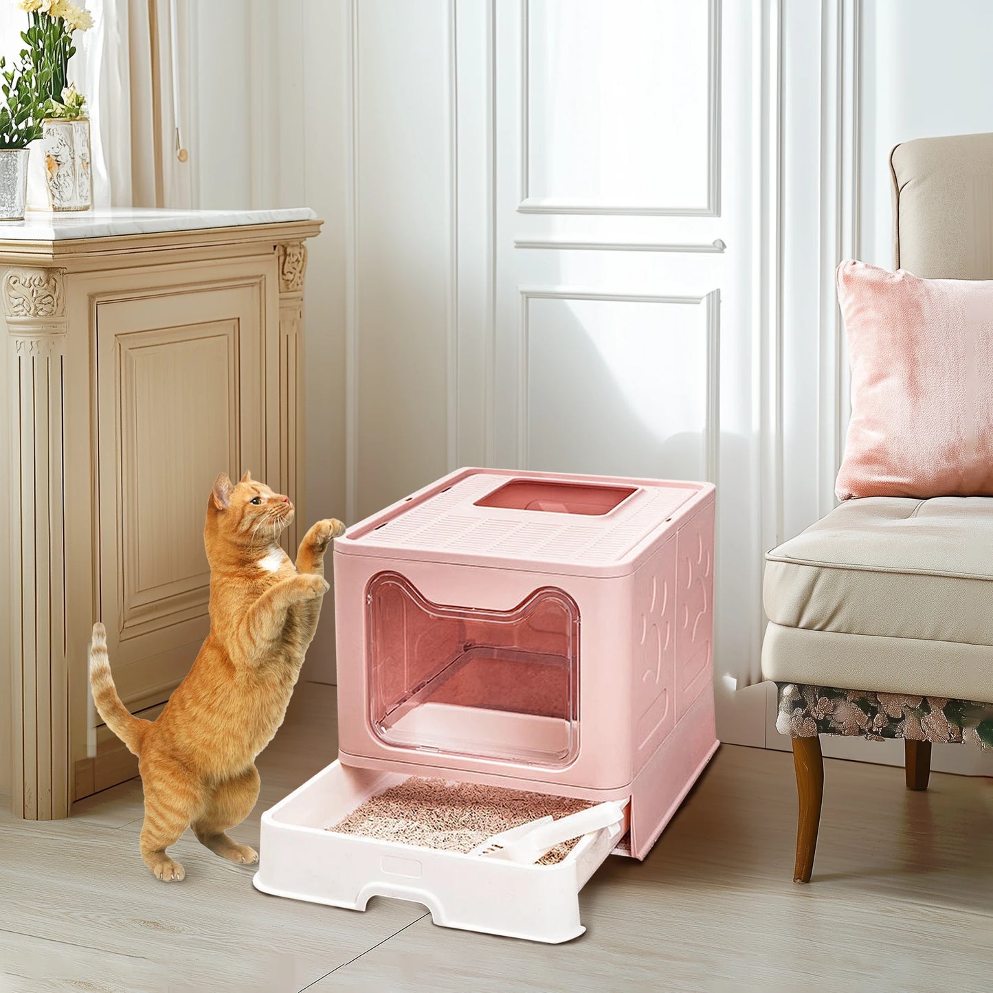 Large Enclosed Cat Litter Box