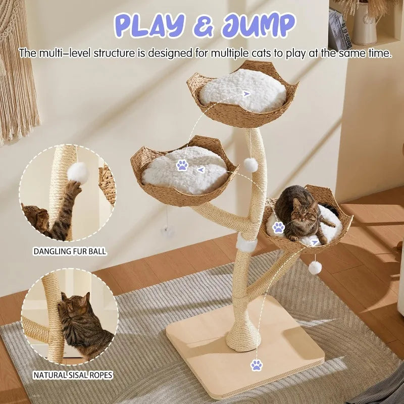 Modern Cat Tree 53" Tall