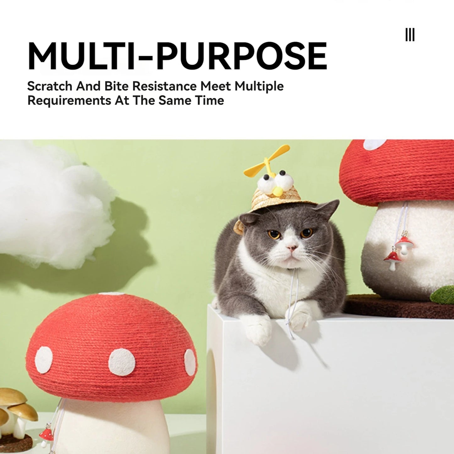 Red Cap Mushroom Kittens Scratching Post