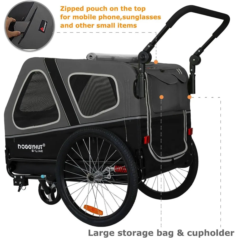DOGGYHUT® S-Line XL Pet Bike Trailer & Stroller for Dogs