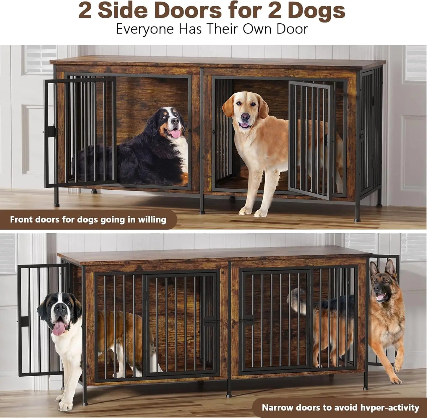 78 Inch Dog Cage Furniture for 2 Dogs