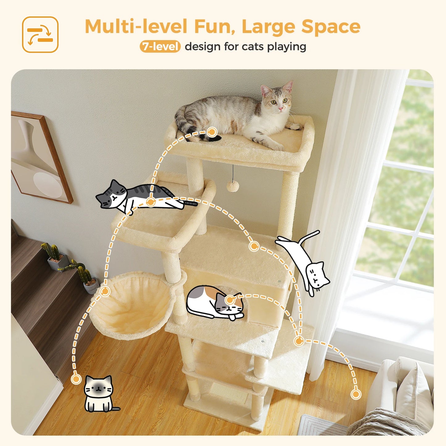 Multi-Level Cat Tree Condo for Indoor Cats