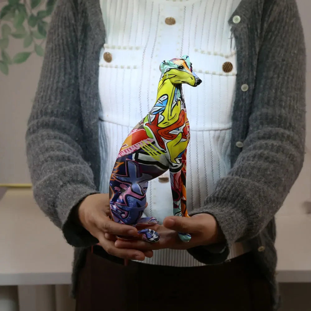 Modern Creative Painted Colorful Greyhound Doberman