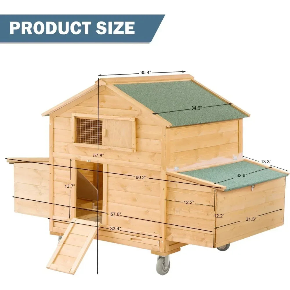 Large Chicken Coop with Wheels
