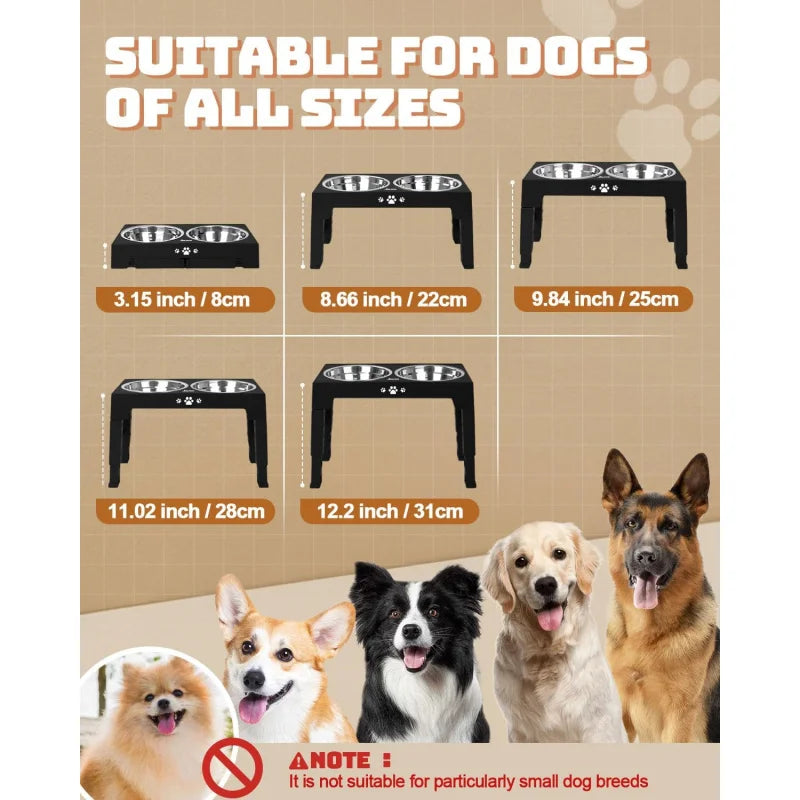 Adjustable Elevated Dog Bowls Stand