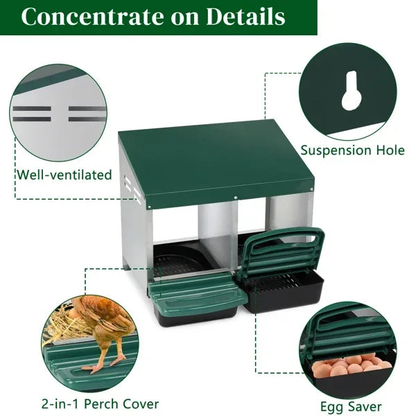 2 Compartment Roll Out Chicken Nesting Box with Plastic Basket