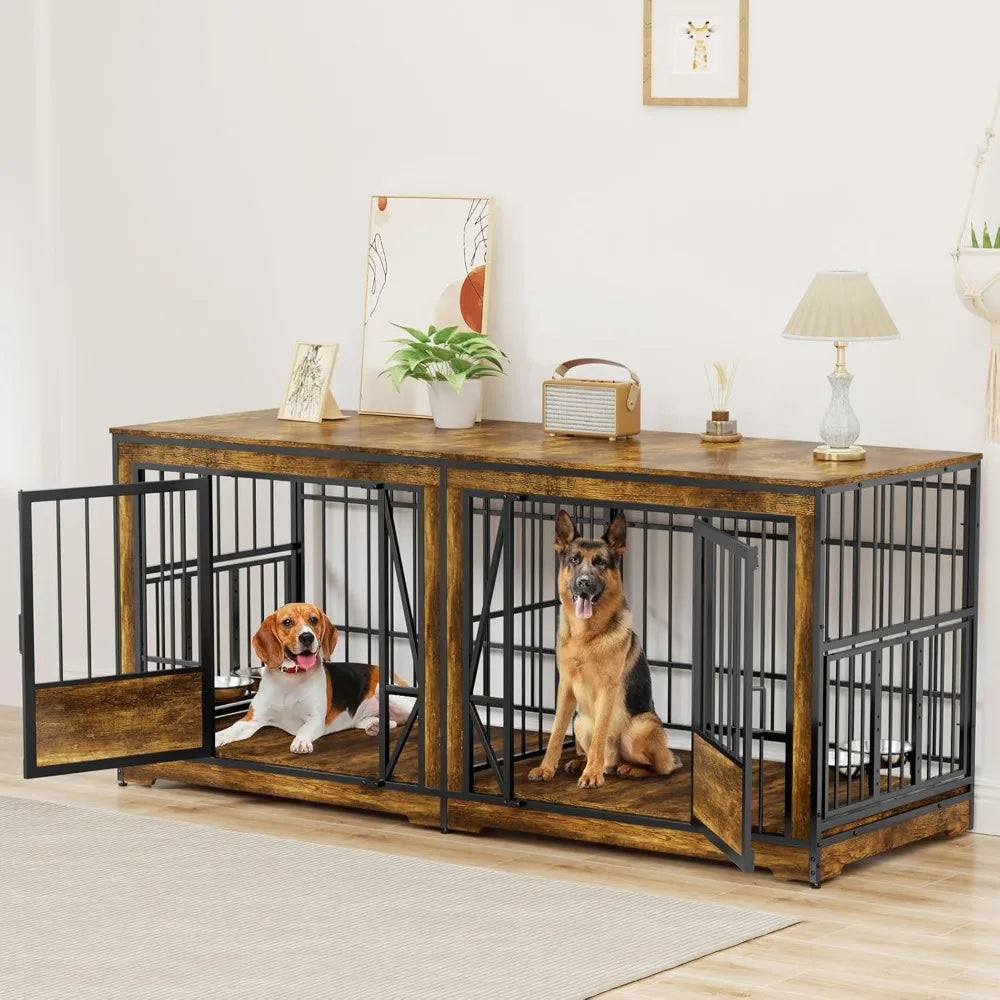 61'' Double Dog Cage Furniture for 2 Dogs