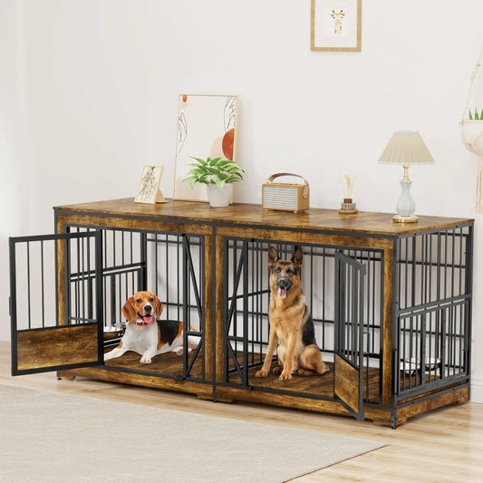 61'' Double Dog Cage Furniture for 2 Dogs