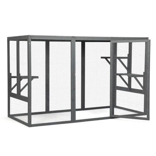 Wooden Cat Cage, Gray Black