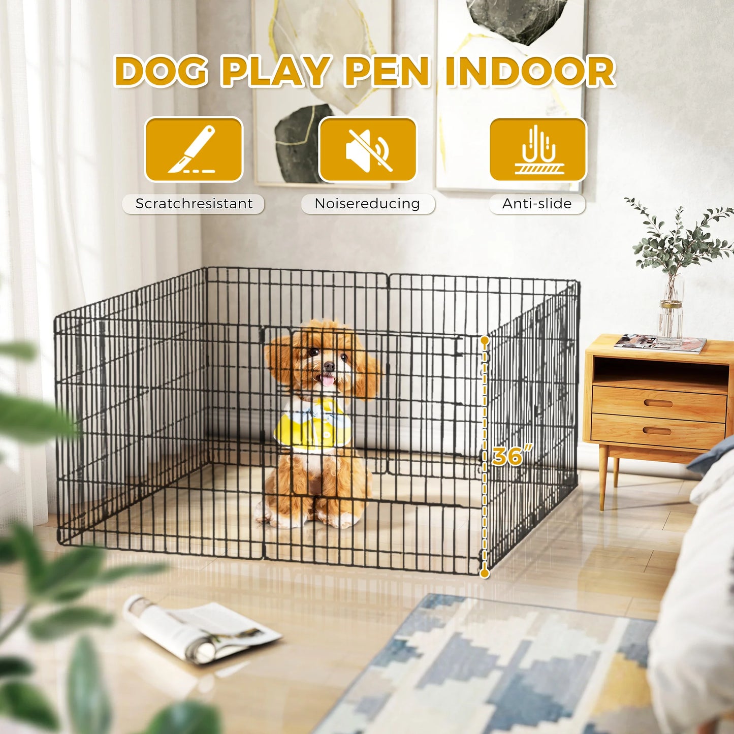 Foldable Metal Dog Playpen for Indoor/Outdoor