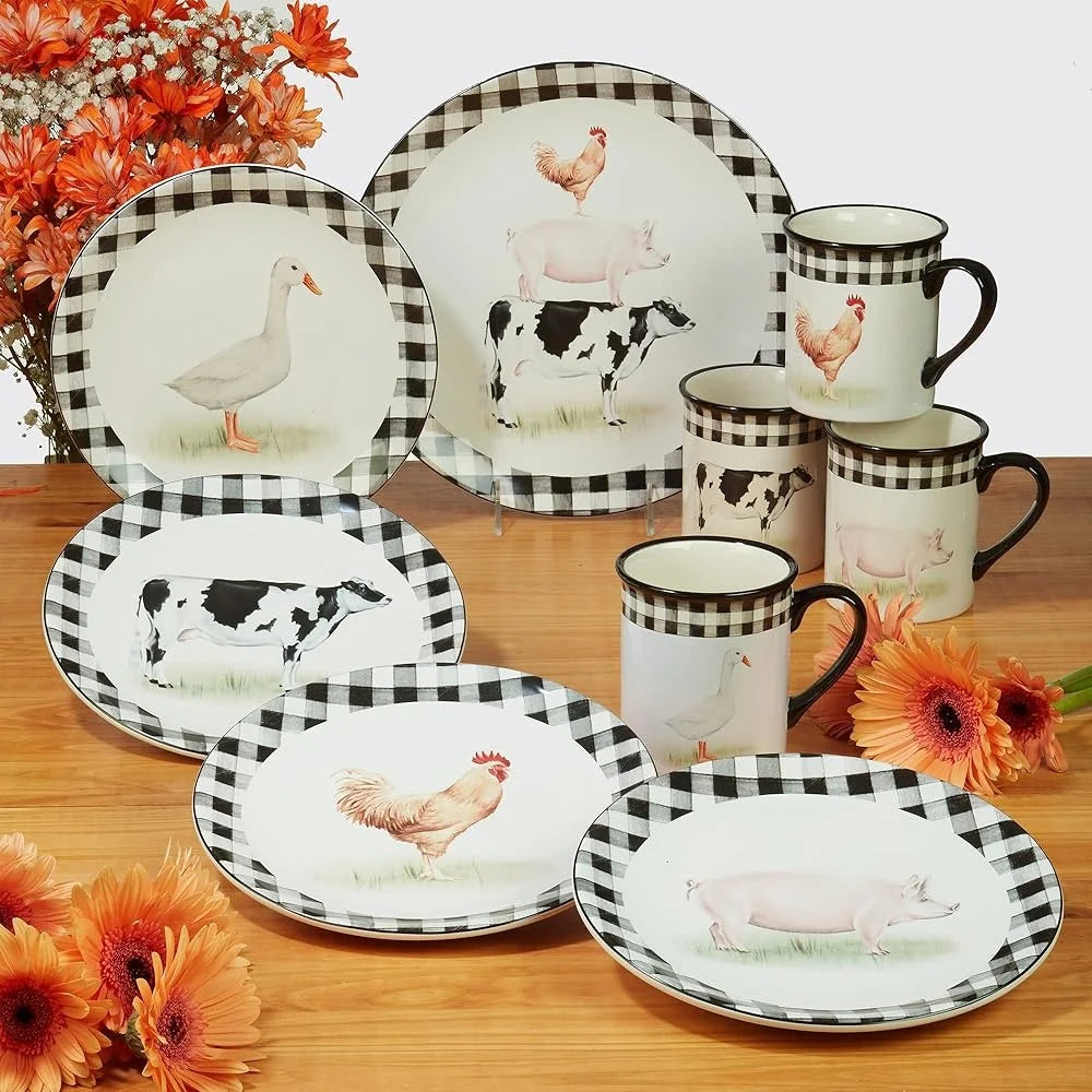 Farm Animal Decorated Salad Dessert Plates